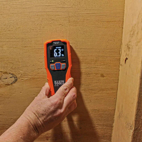 Using Pinless Moisture Meter for Non-Destructive Moisture Detection in Drywall, Wood, and Masonry; Detects up to 3/4-Inch Below Surface