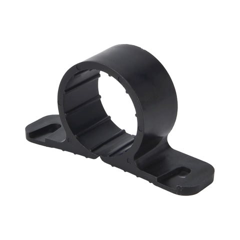 Tavonuxt 1/2 inch pipe support clamp, black plastic with mounting tab.