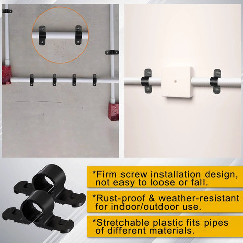 OwnMy 60pcs 1/2in pipe clamps, black plastic suspension clips for PEX, copper and CPVC pipes