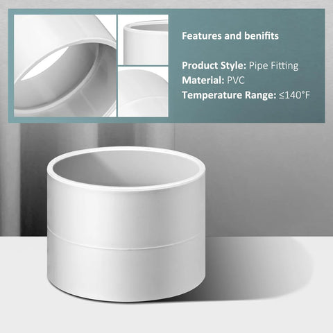 GULUANT 2-inch PVC stop coupling pipe fitting for central vacuum systems, white, 5-pack, Amazon.