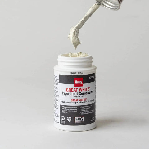 Non Toxic Non Hardening White Pipe Joint Compound For Threaded Joints, 4 Oz jar with applicator