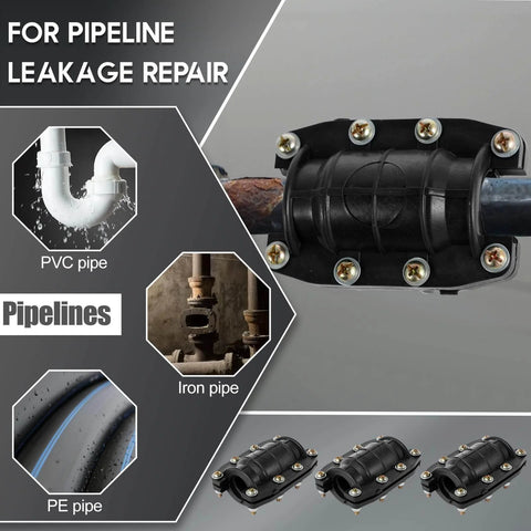 Emergency Pipe Leak Repair Clamp Kit For Plastic And Metal Pipes 20mm Reusable Water Pipe Repair Fixture attached to pipe