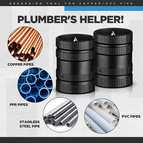 2 Pack Pipe Reamer Deburring Tool Set For Copper And PVC Pipes, Metal Plumbing Tools, Black, for reaming and chamfering pipes