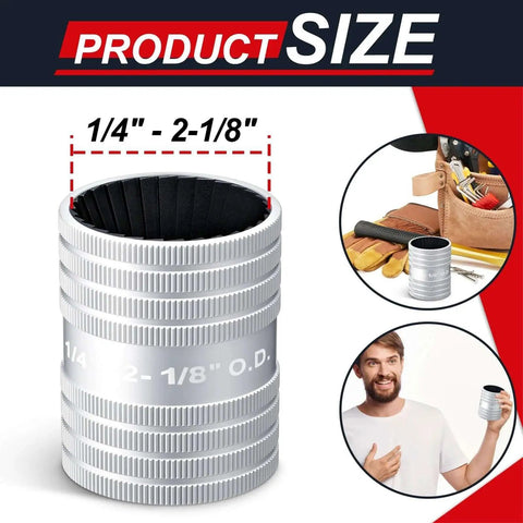 Pro Grade Pipe Reamer Tool For 1/4 To 2 1/8 Inch Tubing With Dual Inner Outer Reamers And 30 Cutting Edges Deburring Chamfer