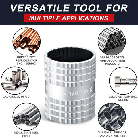 Pro Grade Pipe Reamer Tool For 1/4 To 2 1/8 Inch Tubing With Dual Inner Outer Reamers And 30 Cutting Edges Deburring Chamfer