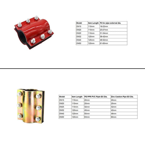 Heavy Duty Pipe Repair Clamp For DN20 3/4 Inch Emergency Leakproof Connector With Rubber Gaskets And Steel Bolts, Bronze Finish