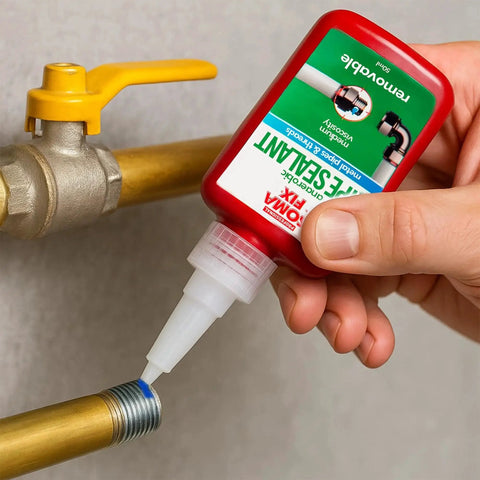 Applying Pipe Thread Sealant For Metal Pipes And Threaded Fittings With Anaerobic Cure Medium Viscosity For High Pressure