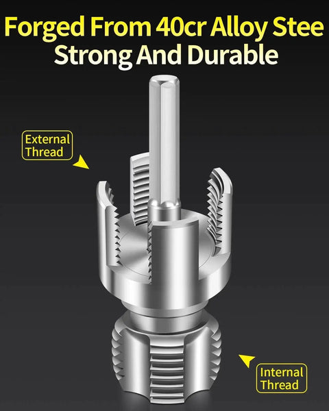 Dual Function Pipe Threading Tool Set For PVC Pipes with external and internal thread components, durable 40cr steel construction
