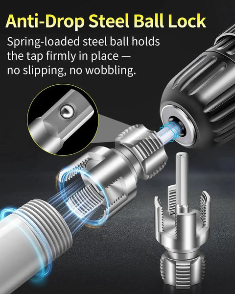 Anti-drop feature of Dual Function Pipe Threading Tool Set For PVC Pipes Half Inch Three Quarter Inch One Inch Internal And External Threads