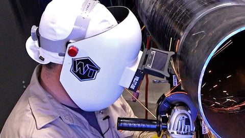 Welder using Flip Front Clip On Adapter For Pipeliner Welding Helmet Grinding Front Upgrade Quick Attach Shield WELDTUBE Clip On Accessory