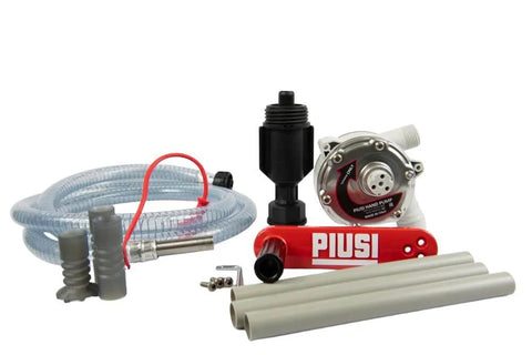 ArmorBlue Piusi Rotary Drum Pump for Diesel Exhaust Fluid (DEF) with hose, check valve, and components, F00332A3A.