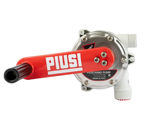 ArmorBlue Piusi Rotary Drum Pump for Diesel Exhaust Fluid (DEF) with red handle, 10 Gallons per 100 rotations, no power required, model F00332A3A