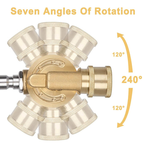 Pivoting Coupler For Pressure Washer Gutter Cleaner 240 Degree Rotation Seven Angles One Quarter Inch Quick Connect