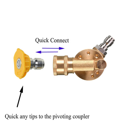 Tool Daily Pivoting Coupler for Pressure Washer Tips by Amazon, brass body, 1/4 in quick disconnect, yellow knob