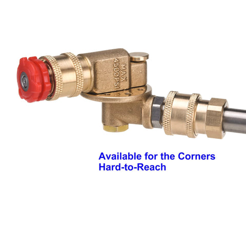 PWACCS pressure washer pivoting coupler, brass body with red protective cap and 1/4 inch quick-connect