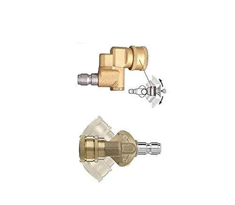 Brass pressure washer quick-connect pivoting coupler and 1/4-inch plug adapter (2 pieces)