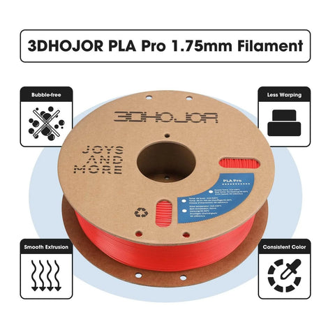 PLA Pro PLA Plus 1.75mm Filament Red 1kg Cardboard Spool High Strength Low Shrinkage Clog Free top view