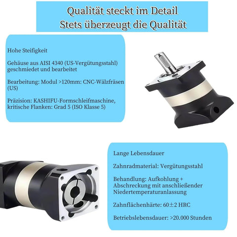 ✝️ Gearbox 60 mm Shaft Size 1-Pack Planetary Gearbox High Precision on blue informational background with specifications