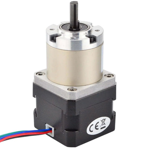 27:1 Planetary Gearbox Nema 17 Stepper Motor DIY CNC Hobby Camera Robotics, front view, showcasing shaft and wires