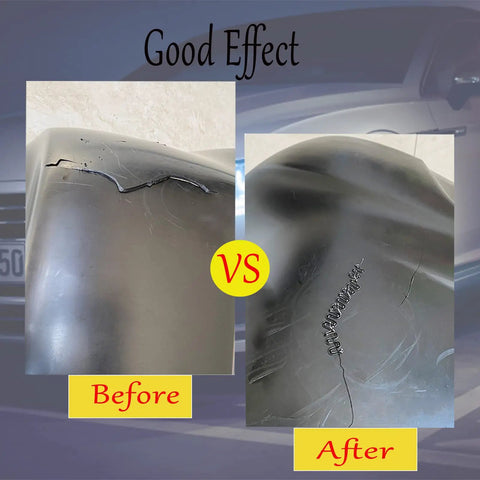 Before and after car bumper repair using 110V Plastic Welding Machine 50W Auto Bumper Repair Kit with durable stainless staples