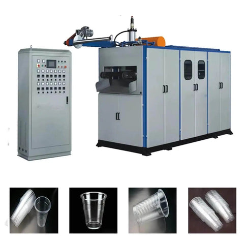 Heavy Duty Disposable Plastic Cup Making Machine With Fully Automatic Thermoforming System And In Mold Cutting displayed