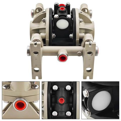 Front and close-up views of Raodelupe 66605J-3EB 1/2 Inch Plastic Diaphragm Pump Compatible with Ingersoll Rand ARO Air Compressor 66605J3EB
