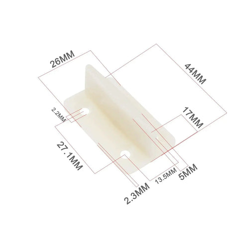 10 Pcs Plastic Door Floor Guides For Wooden Sliding Doors Bottom Guide Milky White 44x26x17mm With 2.2mm Hole Diameter