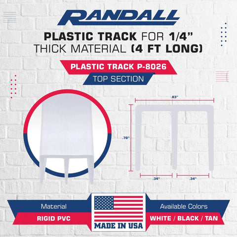 Diagram of One Quarter Inch Plastic Sliding Door Track Kit White 4 Feet Long With Top Guide and Bottom Track.