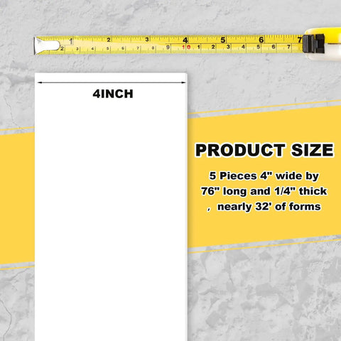 Five Piece Flexible Plastic Concrete Form Set 4x76 inches size guide.