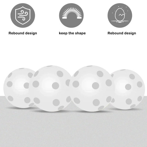Image of 50PC Plastic Golf Training Balls 42 mm for Indoor Putting Green Backyard Outdoor Practice Equipment With 2 Ball Tees (White), showcasing rebound design and shape retention.