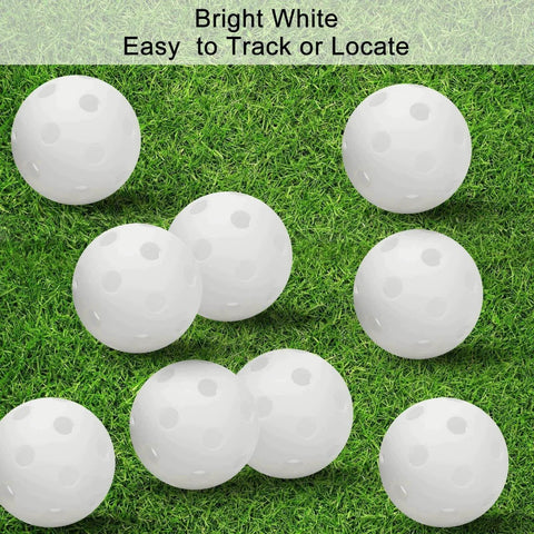 50PC Plastic Golf Training Balls 42 mm for Indoor Putting Green Backyard Outdoor Practice Equipment With 2 Ball Tees (White)