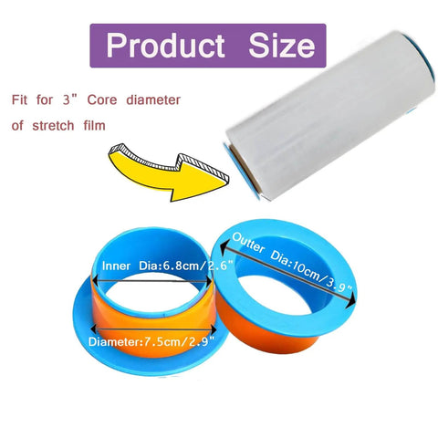 3 Pairs Plastic Stretch Film Hand Saver Handles For 3 Inch Core Wrap Film Manual Puller Grip For Shipping Packing Pallet And Moving Supplies Reusable Waterproof Plastic Tool with size specifications
