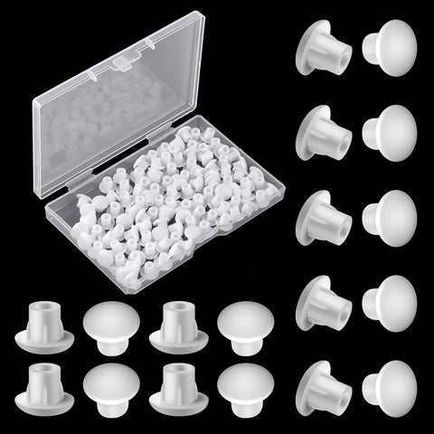 3/16 Inch Plastic Hole Plugs For Round Cabinet Holes And Shelf Covers, Clear 5 Mm Hole Plugs For Furniture Cupboards, 100 Pieces With Transparent Storage Box, Jetec