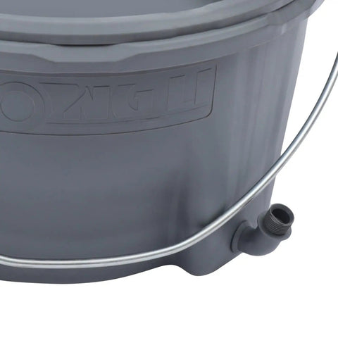 Close-up of plastic Oil Bucket And Oil Gun Kit for Machine Pipe Threading Tools showing nozzle and handle
