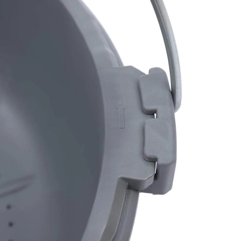 Close-up of grey oil bucket handle from Oil Bucket And Oil Gun Kit For Machine Pipe Threading Tools Handheld Plastic Oiler Barrel