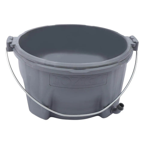 Oil Bucket And Oil Gun Kit For Machine Pipe Threading Tools Handheld Plastic Oiler Barrel Lubricator, front view of grey oil bucket