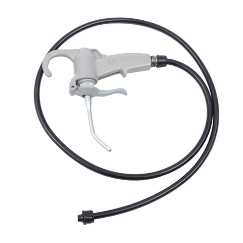 Oil Bucket And Oil Gun Kit for Machine Pipe Threading Tools handheld plastic oiler barrel with hose, shown in coiled configuration