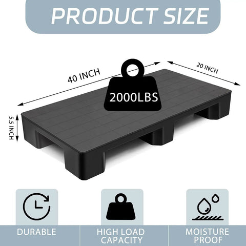 Plastic Pallet For Basement Storage Easy Stack Lightweight Floor Pallet 40 By 20 By Five And A Half Inches Black Up To 2000 Lbs Capacity