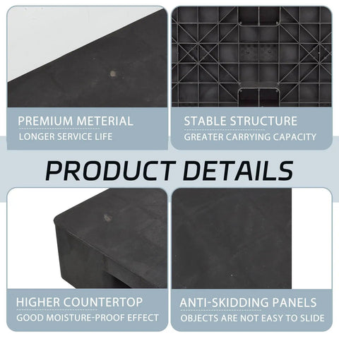 Plastic Pallet For Basement Storage Easy Stack Lightweight Floor Pallet 40 By 20 By Five And A Half Inches Black Up To 2000 Lbs Capacity