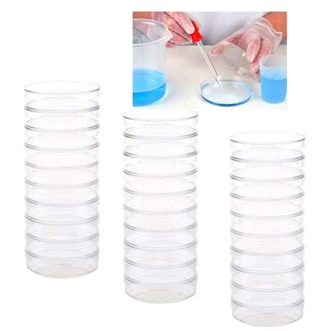 30 Pack Plastic Petri Dishes With Lids 90mm Diameter 15mm Deep Sterile Culture Dishes for school science projects and lab experiments