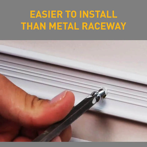Installation of NM2-D Nonmetallic Plastic Raceway For Extending Power And Concealing Cords Outlet Kit with tool.