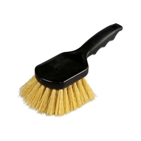Plastic Scrub Brush, Cleaning Brush, Utility Brush with Polypropylene Bristles for Cleaning, 8 Inches, Black with cream bristles