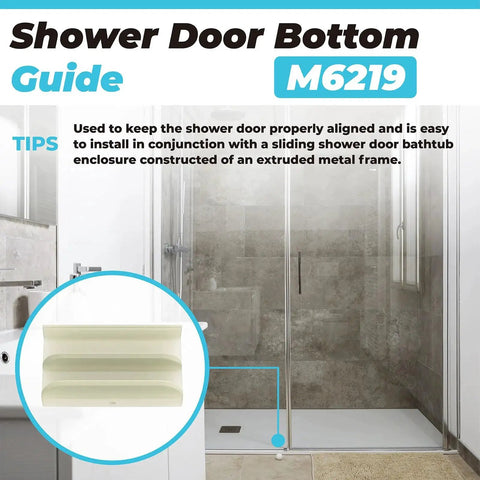 Bottom Guide For Sliding Shower Doors Top Hung Tub Enclosures, Fits Half Inch Channel Glass Doors, Plastic Guide With Durable Track
