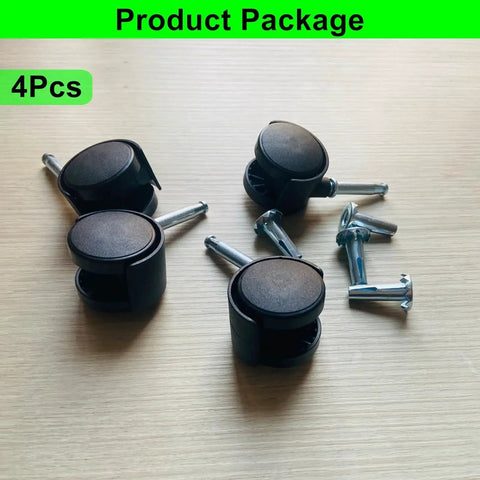 1.5 Inch Plastic Swivel Casters Set Of 4 With M8 Neck Stem 360 Degree Rotation Black Nylon Replacement Wheels for furniture