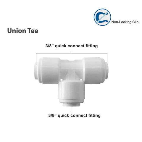 5 Pack 3/8 Inch Tee Connector Push To Connect Fittings Plastic Quick Fittings For Water Purification And RO Systems 3/8 Inch Tube OD To 3/8 Inch Tube OD Tubing Adapter, front view