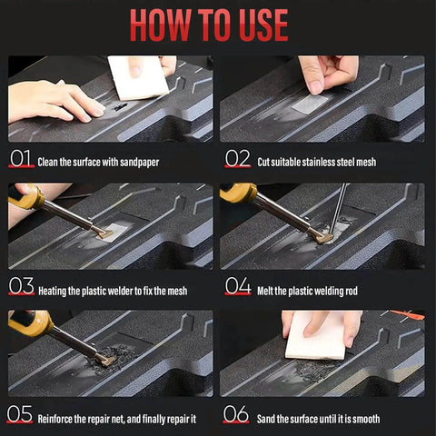 Step-by-step guide for using the 150W Plastic Welder Kit With 3 Speed Temperature Control for precise repairs.
