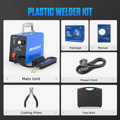 Adjustable Power Plastic Repair Welder Kit With 600 Hot Staples For Bumper Repair And DIY Projects Easy To Use Plastic Welding Tool For Fixing Cracks Scrapes And Low Melting Point Plastics including main unit, power cord, and accessories