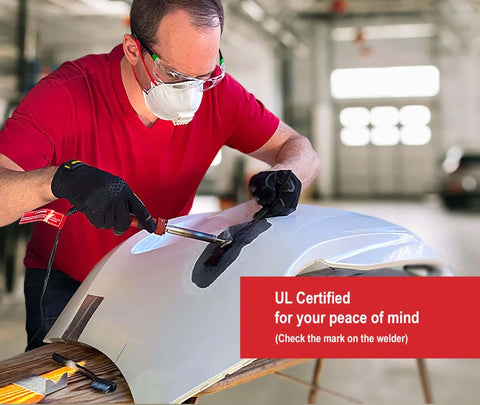Man using UL Certified 80W Plastic Welding Kit For Auto Bumpers, Kayaks, Canoes And Tanks Pro Grade Plastic Repair Tool