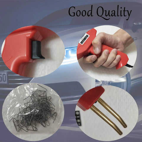 110V Plastic Welding Machine 50W Auto Bumper Repair Kit with stainless staples, rubber grip handle, and portable design