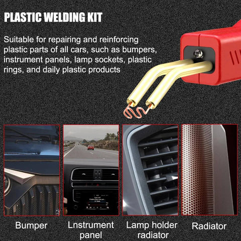 Portable Car Plastic Welder Kit with 200 Pieces and 4 Welding Heads Bumper Crack Repair Gun Set with Carry Case